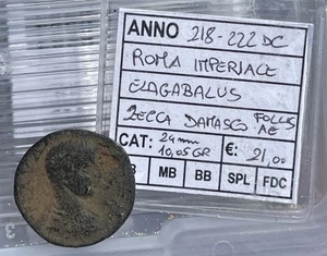ANTICA ROMA IMPERIALE - MONETA ELAGABALUS 218-222 DC FOLLIS IN BRONZO DAMASCO - Picture 1 of 6