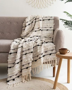 Gewebte Handarbeit Indische Baumwolle Überwurf Bohemian Couch Groß Sofa Dekor Bett Decke - Bild 1 von 3