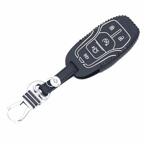 Para Ford Edge F-150 5 Botones Llavero Estuche Bolso Cuero Cadena Smart Remote Cover - Imagen 1 de 3