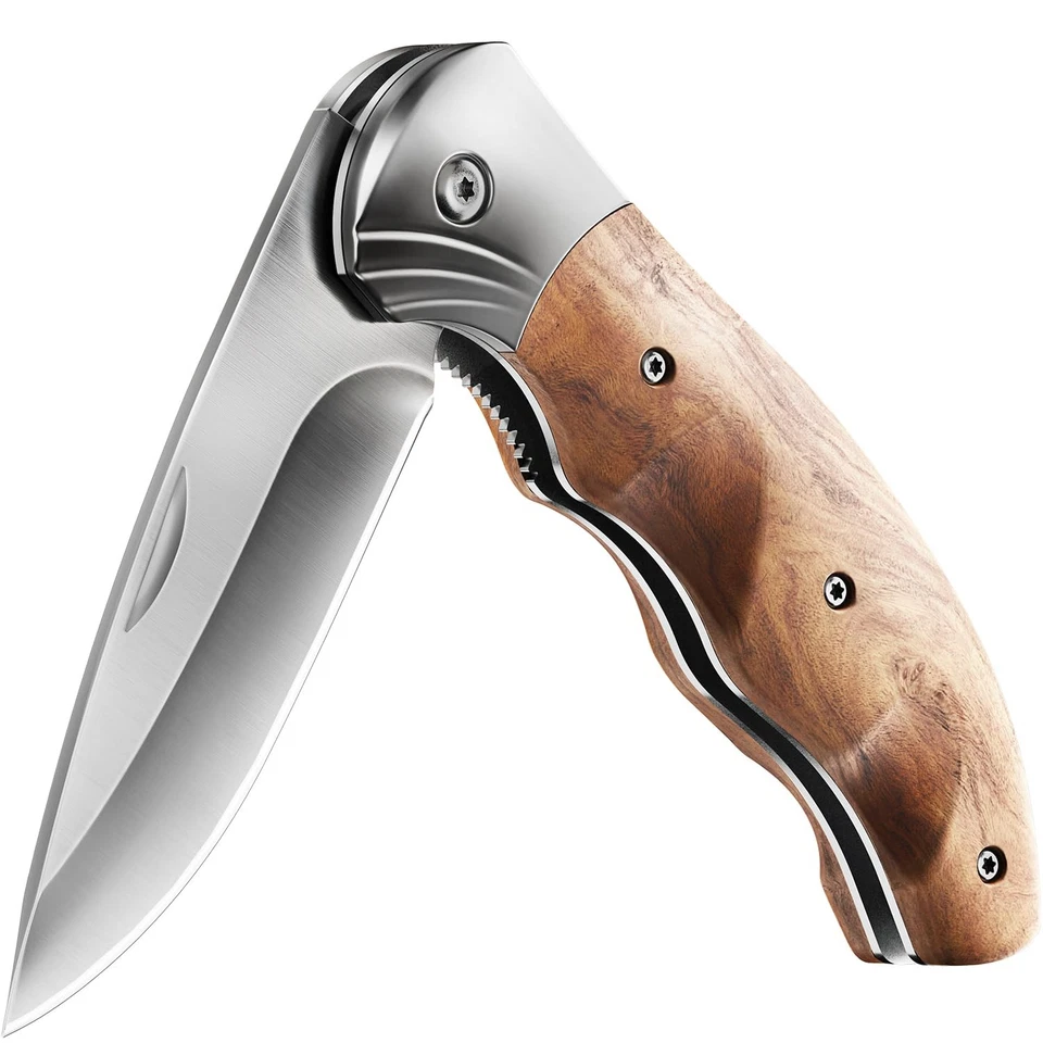 Gentleman’s Folding Knife Pocket W Wood Handle Best for Camping Survival Color 1