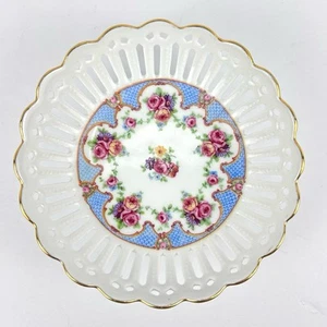 Vtg SCHUMANN Bavaria Dresden Flower Reticulated Round 5" Bread & Butter Plate - Picture 1 of 7