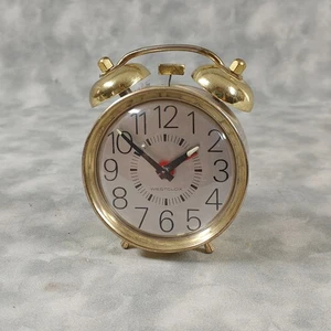Vintage Westclox Brass Twin Bell Wind Up Alarm Clock Tested Works - Picture 1 of 7