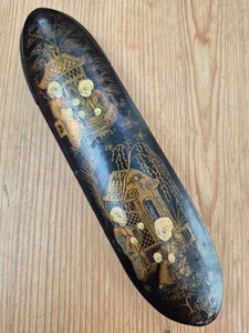 Antique Spectacles Glasses Papier Mâché Chinese Lacquer Case Velvet Qing Dynasty - Picture 1 of 9