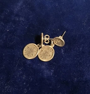 Italian 925 Solid Sterling AZTEC CALENDAR Drop Dangle Earrings 0NE Inche - Picture 1 of 3