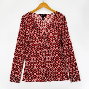 INC International Concepts Women's Top Size Large Red Button Up Long Sleeve - Picture 1 of 10