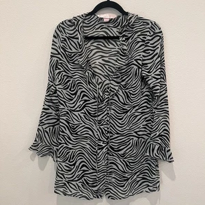 Vintage Y2K Victorias Secret Zebra Print Sleepshirt Nightgown Lingerie S Sheer - Picture 1 of 7