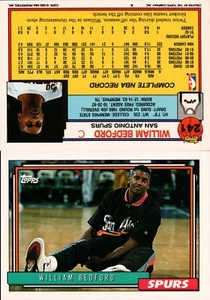 1992-93 Topps Basketball #241 - William Bedford - San Antonio Spurs 92-587 - Picture 1 of 1