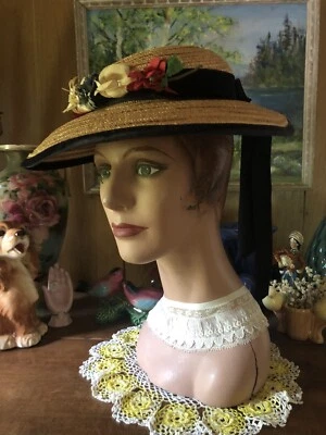 Vintage 1930’s MGM Margaret O’Brien Wide Brim Straw Millinery HAT by Cinderella - Image 1 of 4