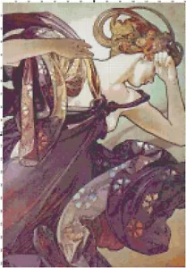 Grafico modello punto croce contato Mucha Malva Beauty Fine Art Needlecraft - Foto 1 di 1