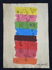 Andy Warhol (Handmade) Drawing - Painting Inks on old paper signed & stamped