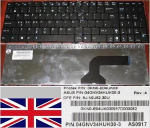 Keyboard QWERTY UK ASUS G60 G72 G73 G72GX 0KN0-E04UK03 9J.N2J82.30U AS0917 Black - Picture 1 of 1
