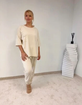 Chándal Mujer en Seda-Cachemira, Ropa Deportiva Muy Suave, Top con Joggers Foto 1 de 4