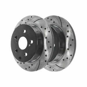 Rear Drilled Slotted Brake Rotors Black Pair 2 For 2012-2019 Subaru 2.0L - Picture 1 of 6