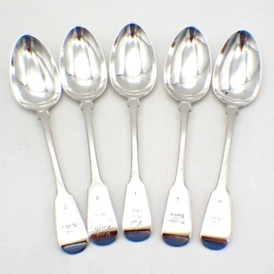 Juego de 5 cucharaditas escocesas James McKay plata esterlina Edimburgo 1830 monos Foto 1 de 4