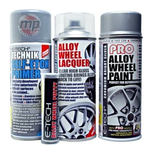 E-Tech Alloy Wheel Refurb Restore Putty, Primer, Lacquer & Chrome Silver Paint - Picture 1 of 12