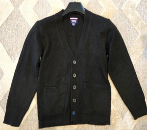 French Toast Kids Black Cardigan Button Up 2 Pocket Acrylic Sweater Large - Picture 1 of 10