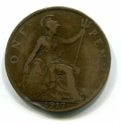 Moeda estrangeira - Grã-Bretanha - Um centavo - 1917 - Imagem 1 de 2