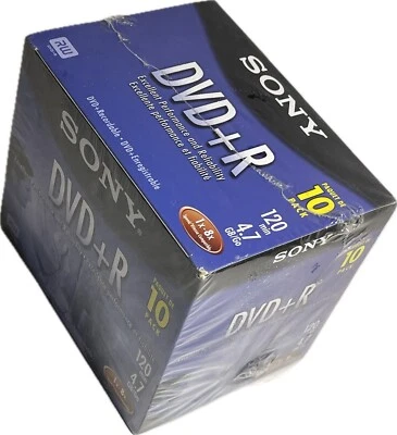 2004 SONY DVD+R 120 Min, 4.7GB, 1X-8X 10 Pack Brand New - Image 1 of 4