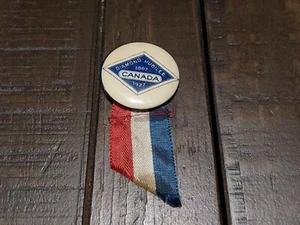 Canada Diamond Jubilee 1867-1927 Pin W/ Ribbon Original Free Shipping - Picture 1 of 3