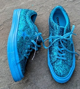 Converse Blue Hero Glitter After Party Pack M 5.5 W 7.5 Unisex Sneakers Shoes - Picture 1 of 12
