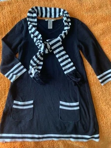 🌹Arizona Jean Company Girls XL 18[run small]Black White Tunic Sweater w/Scarf - Picture 1 of 4