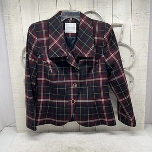Vintage Doncaster Womens Short Blazer Size 10 Plaid 4 Button Lined 100% Wool - Picture 1 of 6