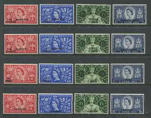 Bahrain, Kuwait, Oman, and Tangier QEII Coronation sets mint o.g. hinged - Picture 1 of 1