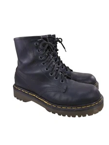 MADE IN ENGLAND VINTAGE DR MARTENS MAN BOOTS BLACK LEATHER 8 EYELETS UK 9/US 10 - Picture 1 of 11
