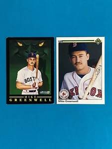 Mike Greenwell Baseball Card Lot 1991 Fleer Green Monster 8/12 1990 Upper Deck - Picture 1 of 2