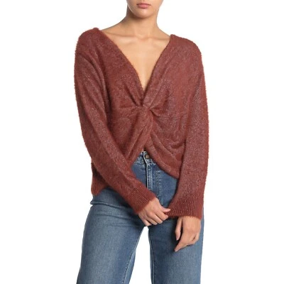 Suéter reversible tejido metálico talla S exuberante tejido con cuello en V anudado óxido para mujer Foto 1 de 4