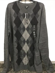 Apt 9 Mens Sweater Merino Argyle Multicolor Size XXL TALL (TW-660) - Picture 1 of 6