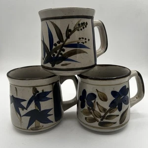 Vintage 3er Set Mid Century Modern MCM Steinzeug handbemalt Japan 12 Unzen Becher - Bild 1 von 7