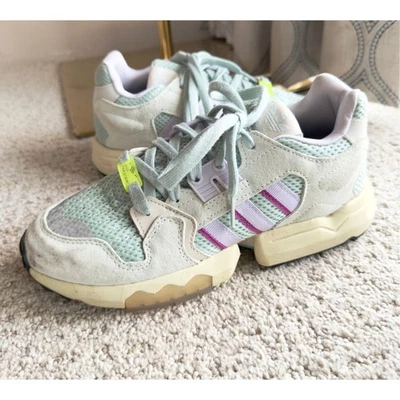 Adidas ZX Torsion Green Tint Women’s Mesh Suede Sneakers Purple Striped Size 8 - Image 1 of 4