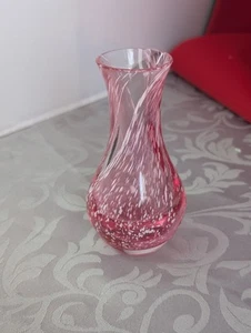 Vintage Caithness Pink Swirl Art Glass Bud Vase - 5" Tall - Picture 1 of 3