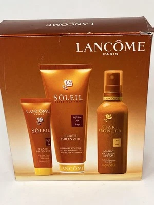 Lancôme Soleil Flash Bronce y Estrella Bronce Juego de 3 Piezas Cara y Piernas Caja Abierta. Foto 1 de 4