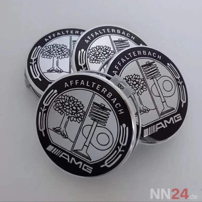 4x Mercedes-Benz AMG Nabendeckel Affalterbach 75mm Felgendeckel Schwarz Black - Bild 1 von 3