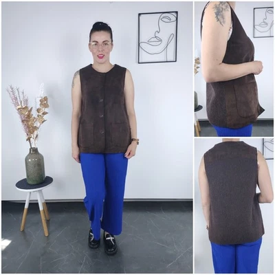 女式皮革背心小号 US 6 EU 36 棕色正式 ESPRIT 复古背心 — 第 1/4 张图片