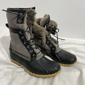 LL Bean Signature Wicked Good Duck Bean Boots Size 7 M Shearling Lined Folded - Picture 1 of 10