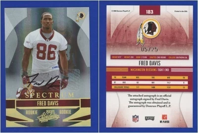 Fred Davis 2008 Absolute Memorabilia RC #183 Gold Spectrum AUTO #'d 05/25 - Image 1 of 3