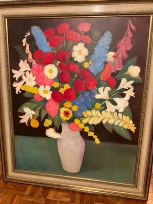 Maria Kegel-Maillard (Meersburg ): Stillleben mit Blumenstrauß,Öl,R.88,5x74,5 cm - Bild 1 von 4