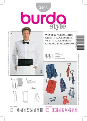 Burda Style Vest & Accessories Sewing Pattern for Stylish Creations B3403 - Image 1 of 2