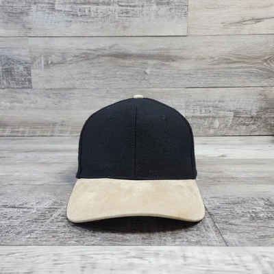Black And Beige Blank Canvas Men's Hat Cap Adult Adjustable Strapback - Image 1 of 4