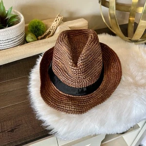 Banana Republic Straw Brown Fedora Style Hat New With Tags Size S/M - Picture 1 of 5