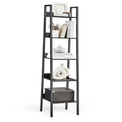  Estantería, libro estrecho de 5 niveles 5 niveles (13,3" W) negro ébano + tinta negra moderna Foto 1 de 4