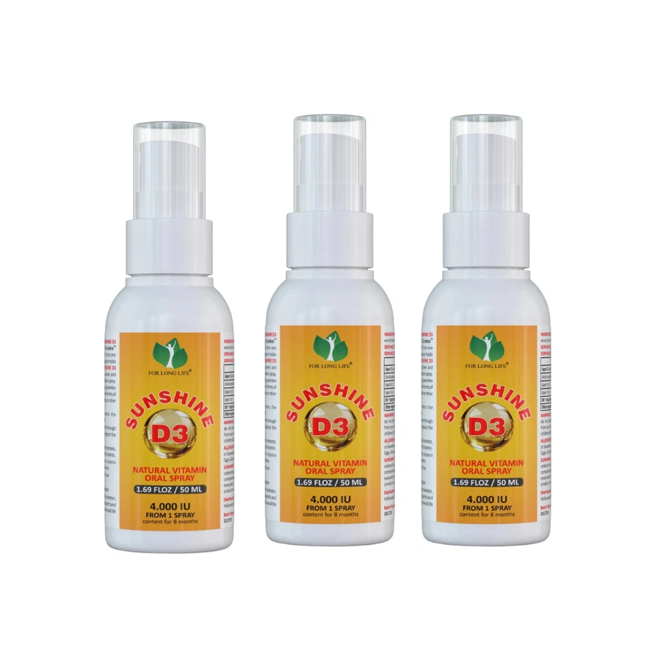 D3 SUNSHINE 4000 UI - Vitamina D3 para Huesos, Dientes e Salud Inmune - Pack de 3 Foto 1 de 4