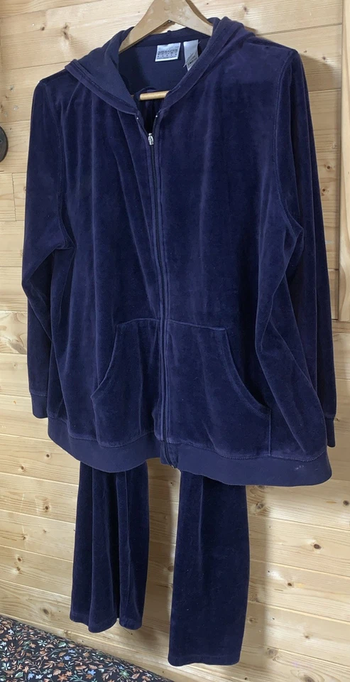 Liz Claiborne Hoodie Villager Sport Velour Hoodie Blue Sz 1  - Image 1 of 4