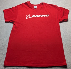 Boeing Large Red T-Shirt Aviation Aircraft Logo Graphic Plane Engineer Tee - Picture 1 of 5