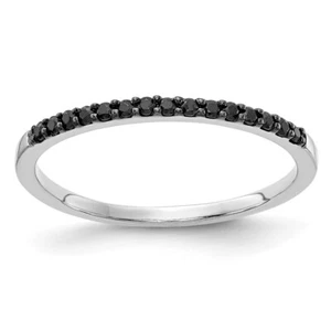 10K White Gold 0.12 Ct Black Diamond Band Ring Gift for Women Size 6.75 0.88g - Picture 1 of 5