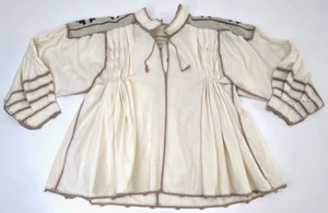 Carolina K Women XS 100% Cotton Cream/Brown Embroidered Boho Peasant Blouse Top - Picture 1 of 22