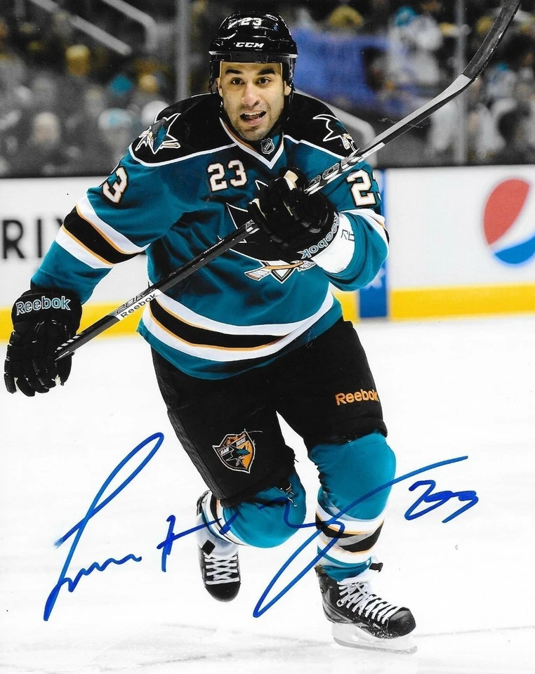 Foto autografada 8x10 assinada por Scott Gomez San Jose Sharks - Imagem 1 de 1